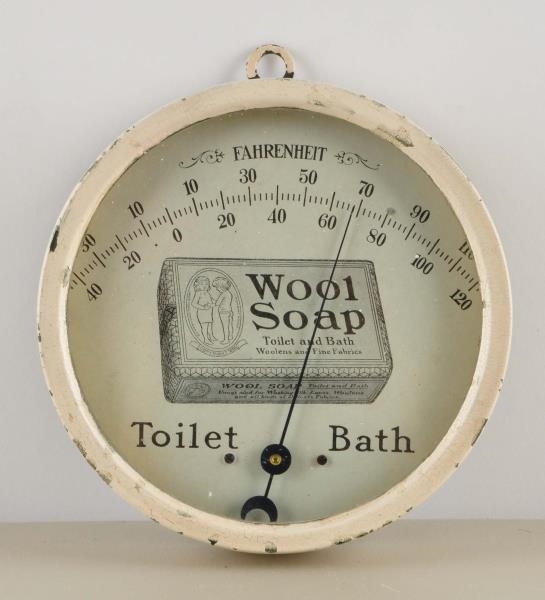 EARLY WOOL SOAP ADVERTISING THERMOMETER           