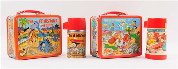 LOT OF 2: FLINTSTONE LUNCHBOXES WITH THERMOSES.   