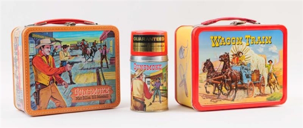 LOT OF 2: WESTERN THEMED LUNCHBOXES & ONE THERMOS.