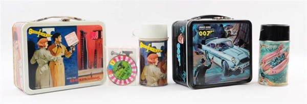 LOT OF 2: SECRET AGENT THEMED LUNCHBOXES & THERMOS