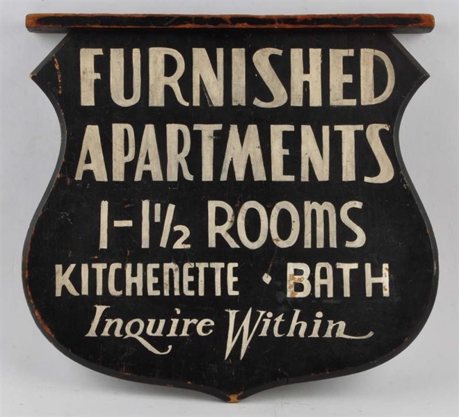 DOUBLE SIDED WOODEN APARTMENTS SIGN.              