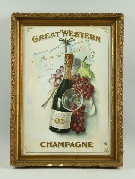 GREAT WESTERN CHAMPAGNE TIN LITHO SIGN.           