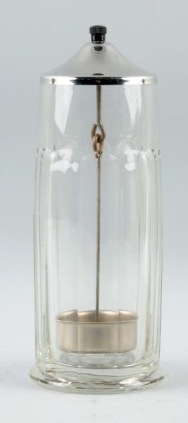 BENEDICT GLASS "BARREL JAR" STRAW HOLDER.         