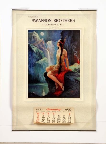 1927 SWANSON BROTHER CALENDAR - NATIVE AMERICAN.  