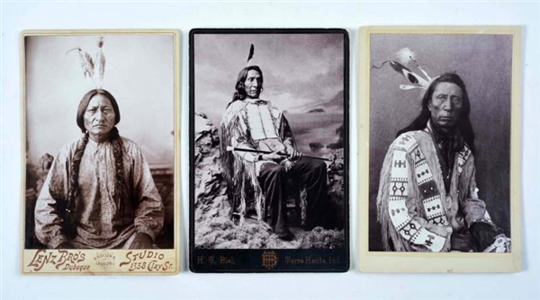 LOT OF 3: ORIGINAL INDIAN CHIEF CABINET CARDS.    