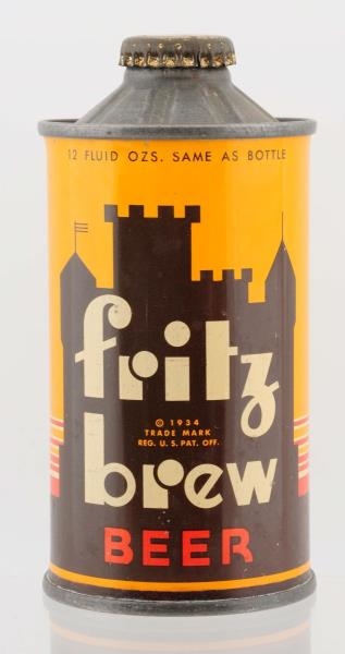 FRITZ  BREW BEER LOW PROFILE CONE TOP BEER CAN.   