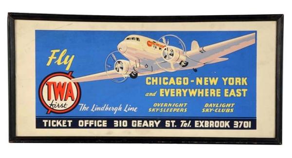 EARLY 1930S TWA TRAVEL TICKET OFFICE SIGN        