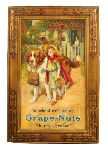 GRAPE-NUTS TIN SELF FRAMED ADVERTISING SIGN       