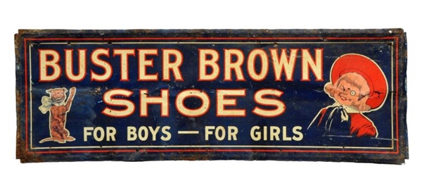 BUSTER BROWN SHOES TIN ADVERTISING SIGN           