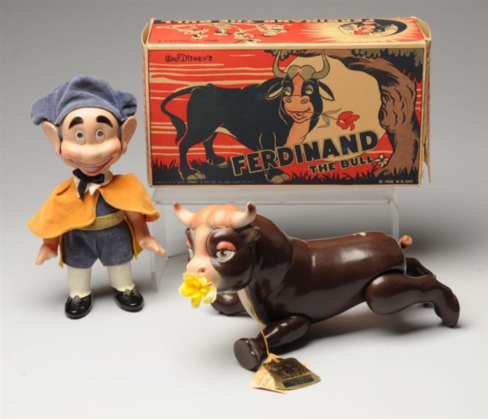 LOT OF 2: FERDINAND THE BULL AND DOLL.            