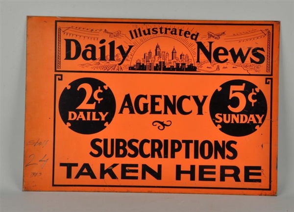 ADVERTISING PORCELAIN SIGN DAILY NEWS AGENCY.     