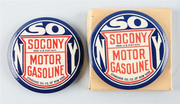 LOT OF 2: SOCONY MOTOR GASOLINE CELLULOID MIRRORS.