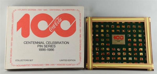 1986 100TH ANNIVERSARY COCA COLA PIN SET.         