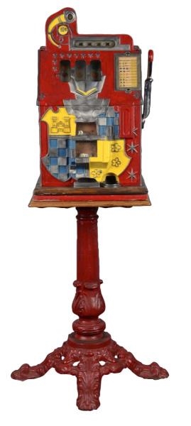 **10¢ MILLS CASTLE FRONT SLOT MACHINE WITH STAND  