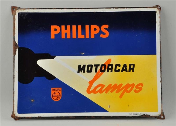 PHILLIPS MOTORCAR LAMPS WITH NICE GRAPHICS SIGN.  