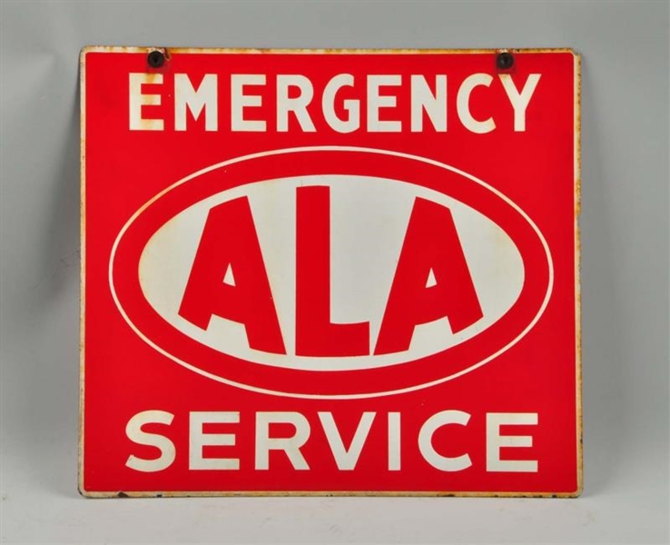ALA EMERGENCY SERVICE PORCELAIN SIGN.             