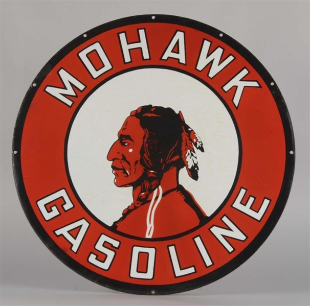 (UPDATED) MOHAWK GASOLINE PORCELAIN SIGN.         