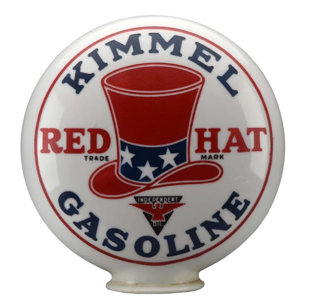 KIMMEL RED HAT GASOLINE OPE MILKGLASS GLOBE BODY. 