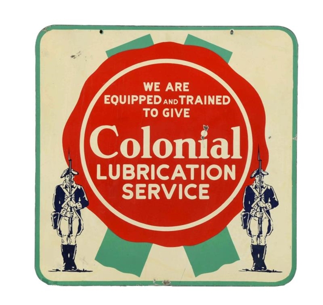COLONIAL LUBRICATION SERVICE PORCELAIN SIGN.      