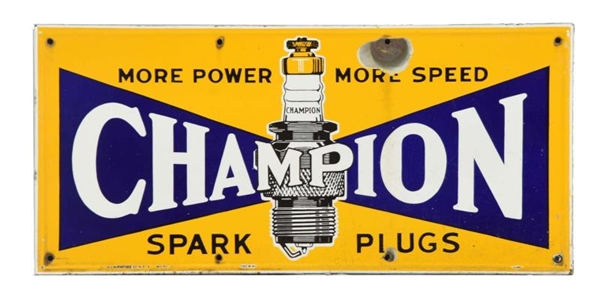 CHAMPION SPARK PLUGS "MORE POWER MORE SPEED" SIGN 