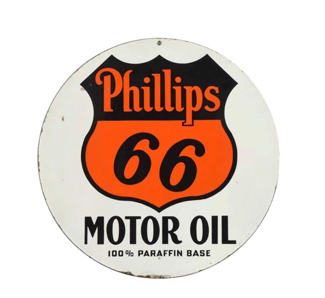 PHILLIPS 66 MOTOR OIL "100% PARAFFIN BASE" SIGN.  