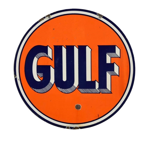 RARE GULF W/ STIPEND SHADED LETTERS SIGN.         