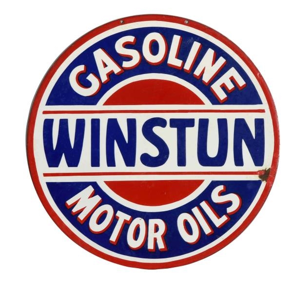 WINSTUN GASOLINE MOTOR OILS PORCELAIN SIGN.       