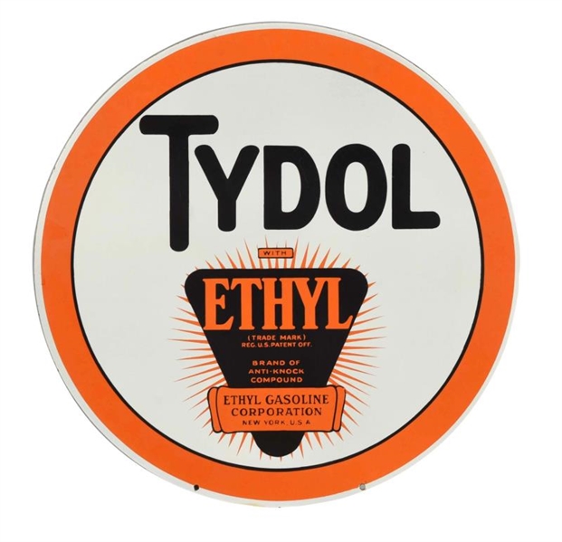 TYDOL WITH ETHYL LOGO PORCELAIN SIGN.             