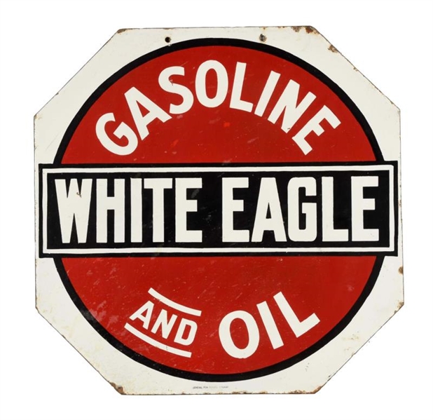 WHITE EAGLE GASOLINE & OIL PORCELAIN DIECUT SIGN. 
