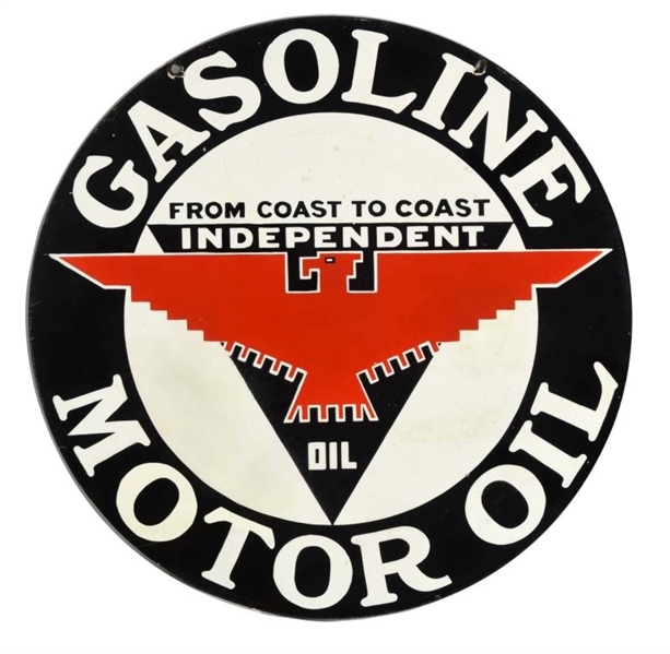 INDEPENDENT GASOLINE MOTOR OIL PORCELAIN SIGN.    