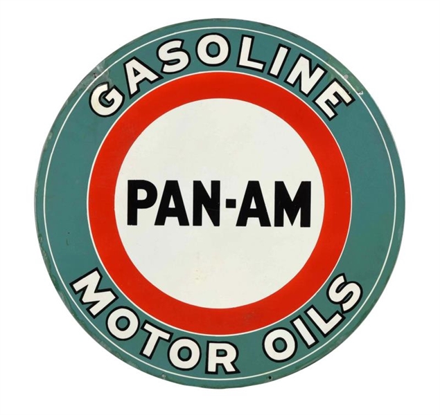 PAN-AM GASOLINE MOTOR OILS PORCELAIN SIGN.        