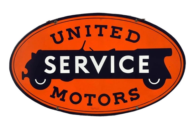 UNITED MOTOR SERVICE W/ TOURING CAR LOGO SIGN.    