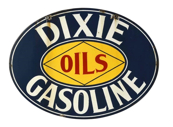 DIXIE GASOLINE OILS PORCELAIN OVAL SIGN.          