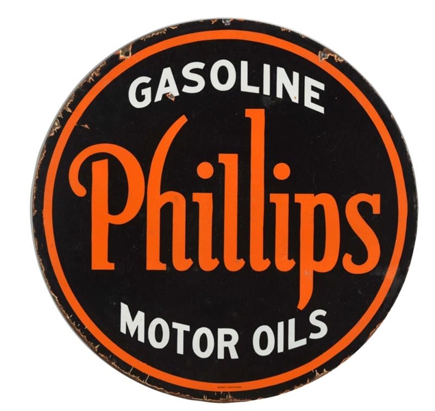PHILLIPS GASOLINE MOTOR OILS PORCELAIN SIGN.      