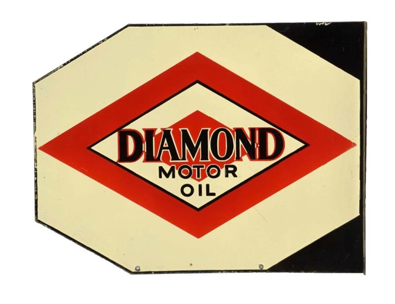 DIAMOND MOTOR OIL WITH LOGO PORCELAIN FLANGE SIGN.