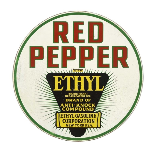 RED PEPPER WITH ETHYL LOGO TIN SIGN.              