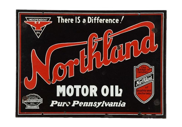 NORTHLAND MOTOR OIL WITH INDEPENDENT LOGO SIGN.   