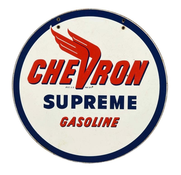 CHEVRON SUPREME GASOLINE PORCELAIN SIGN.          