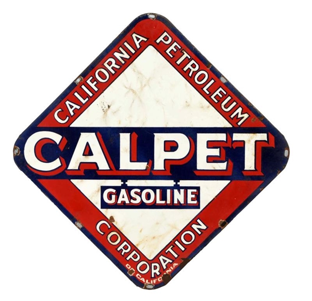CALPET GASOLINE CORPORATION PORCELAIN SIGN.       