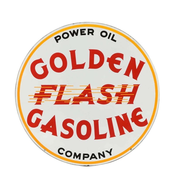 GOLDEN FLASH GASOLINE POWER OIL COMPANY SIGN.     