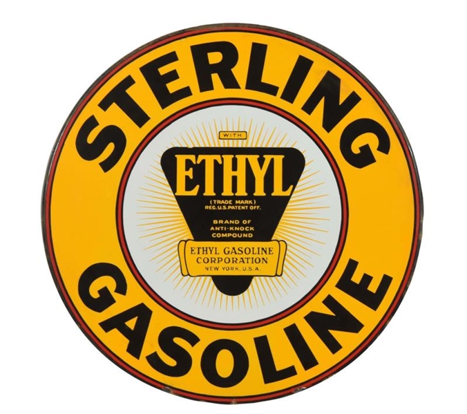 STERLING GASOLINE WITH ETHYL LOGO PORCELAIN SIGN. 