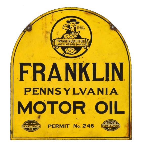 FRANKLIN PENNSYLVANIA MOTOR OIL WITH LOGO SIGN.   