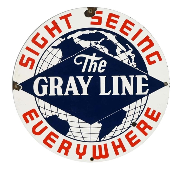 THE GRAY LINE WITH LOGO PORCELAIN SIGN.           