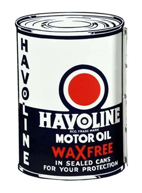 HAVOLINE MOTOR OIL DIECUT PORCELAIN FLANGE SIGN.  