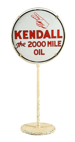 KENDALL "THE 2000 MILE OIL" W/ HAND LOGO SIGN.    