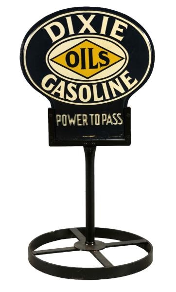 DIXIE GASOLINE OILS "POWER TO PASS" CURB SIGN.    