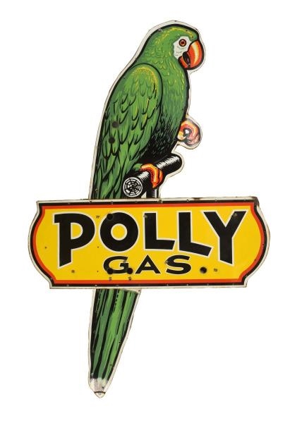 POLLY GAS ICONIC PARROT IMAGE DIECUT SIGN.        