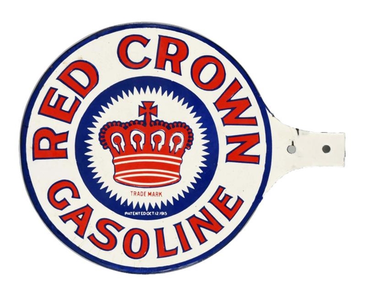 RED CROWN GASOLINE W/LOGO PORCELAIN PADDLE SIGN.  