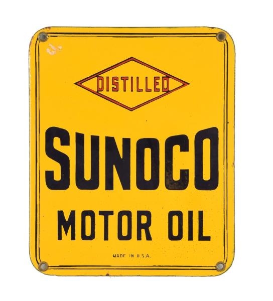 SUNOCO MOTOR OIL DISTILLED PORCELAIN SIGN.        