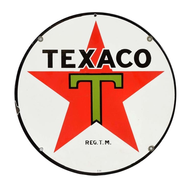 TEXACO (BLACK-T) STAR LOGO PORCELAIN SIGN.        